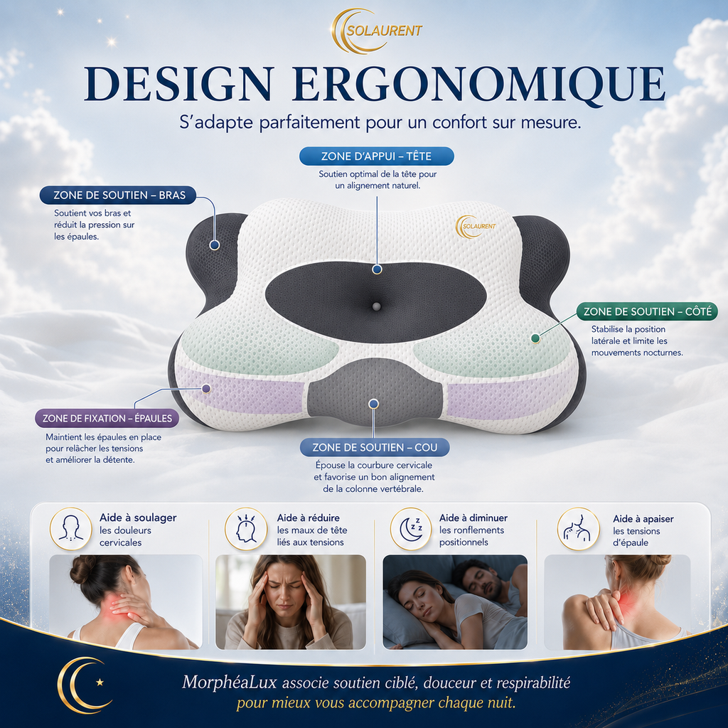 Morphéalux Gris - Oreiller Ergonomique cervical