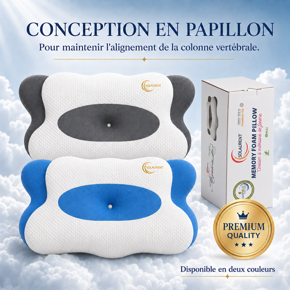 Morphéalux Gris - Oreiller Ergonomique cervical