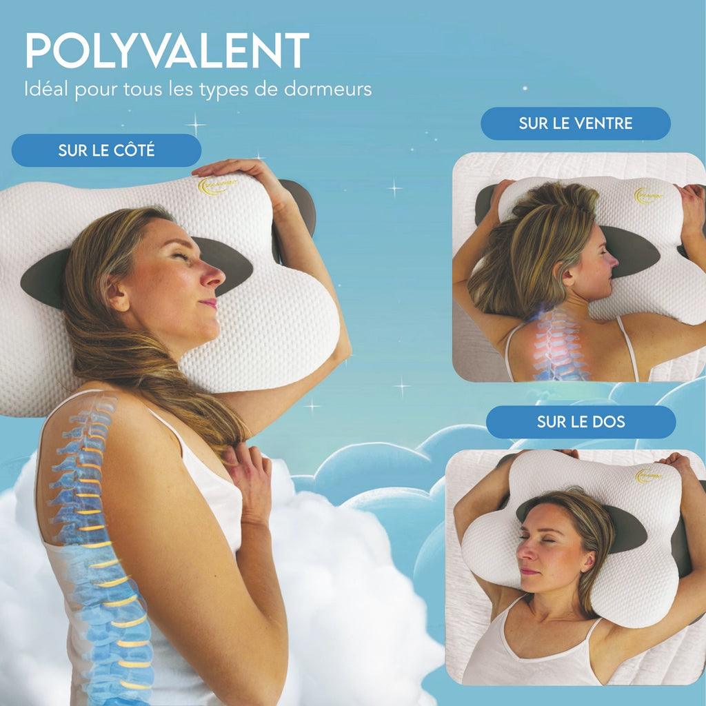 Morphéalux Gris - Oreiller Ergonomique