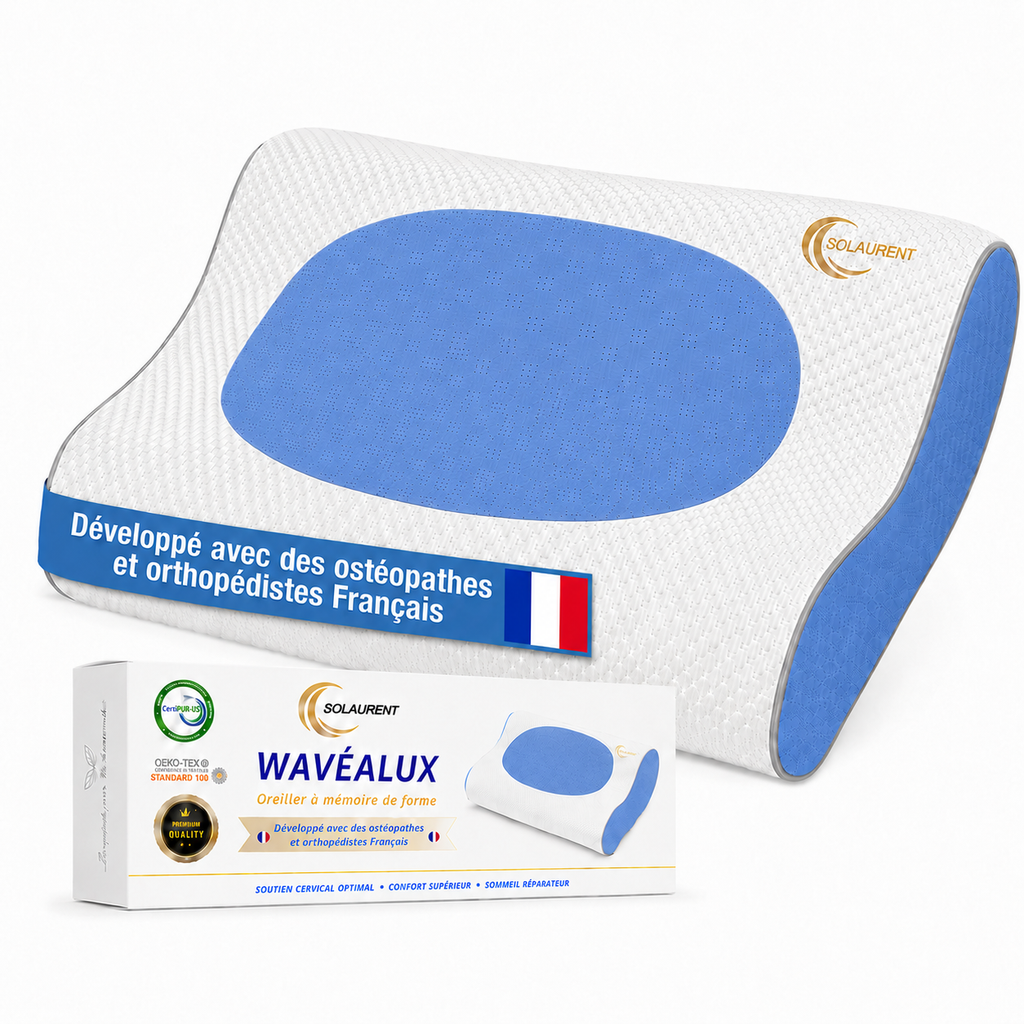 Wavéalux Bleu - Oreiller Ergonomique Cervical
