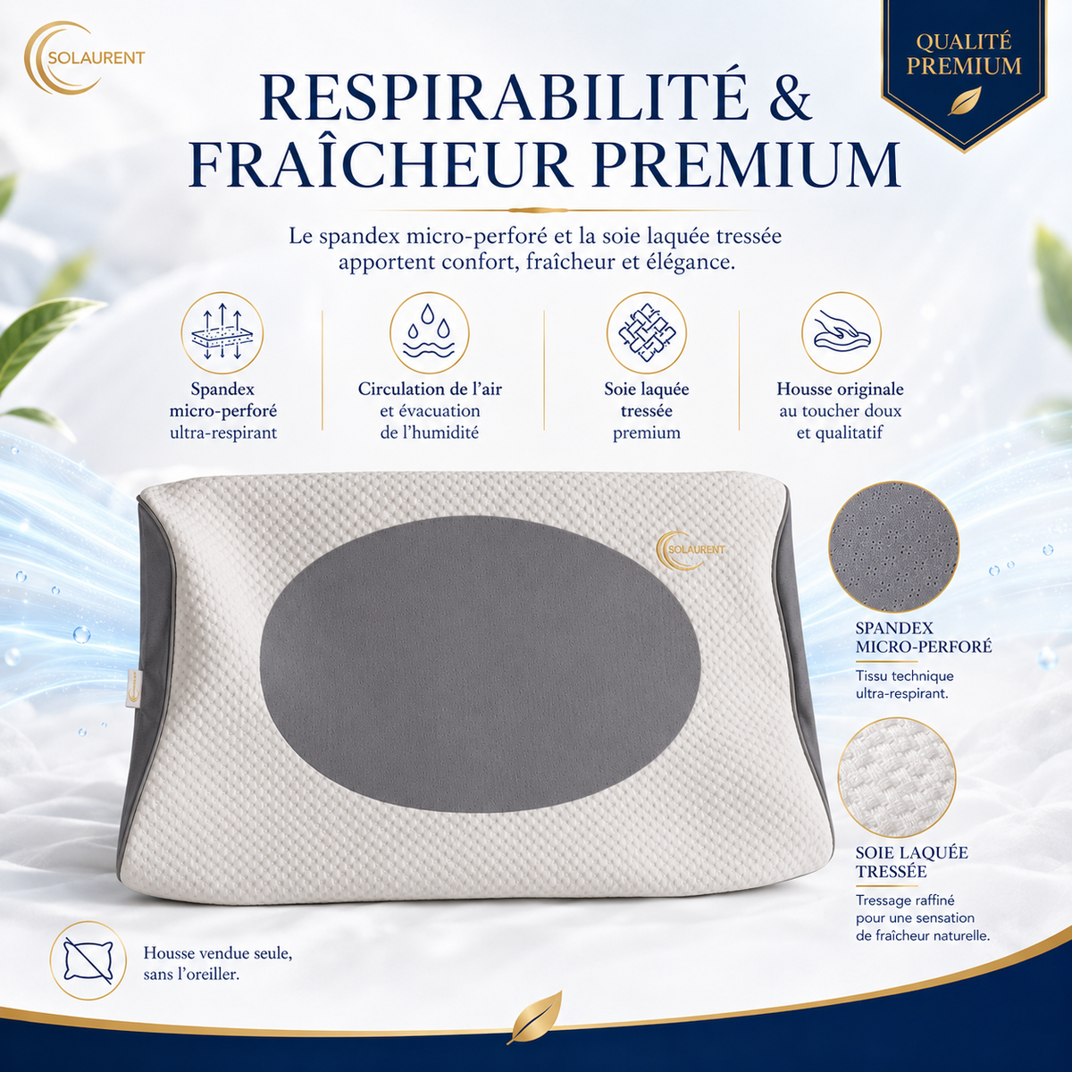 Housse d'oreiller originale Wavéalux gris