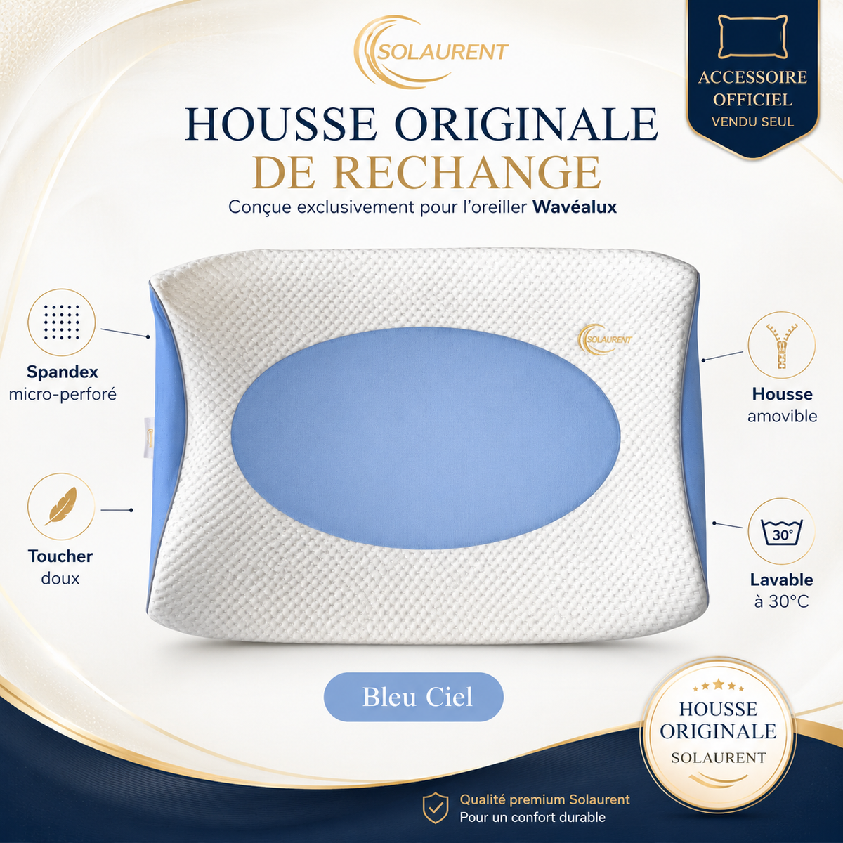 Housse d'oreiller originale Wavéalux Bleu