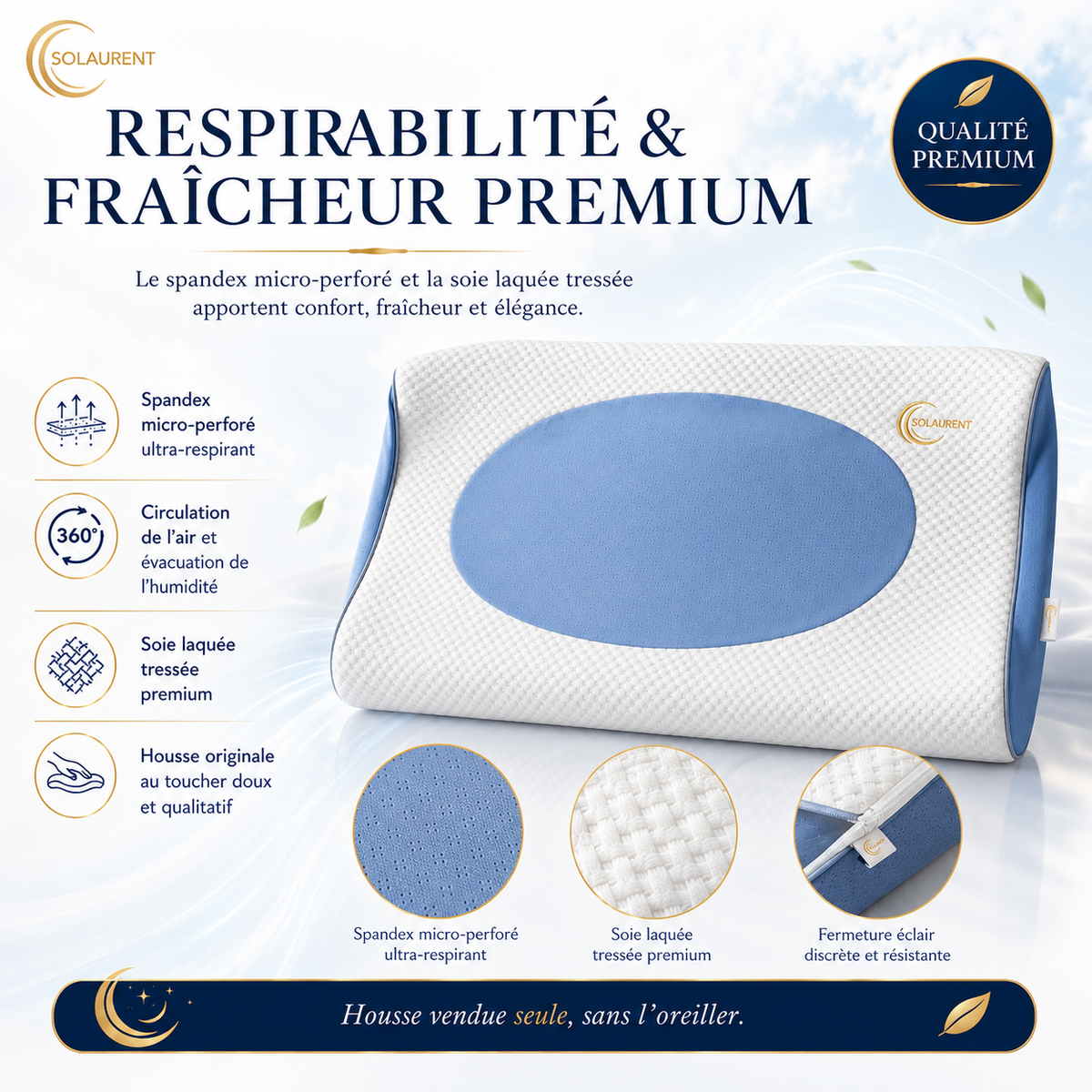 Housse d'oreiller originale Wavéalux Bleu